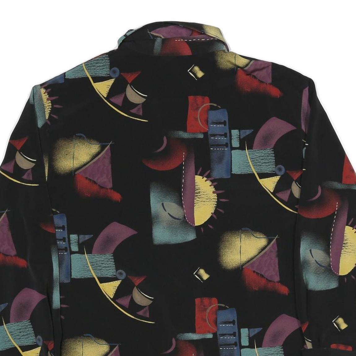 Womens Black Abstract Print Shirt XL Cotton Blend Long Sleeve Button Closure - Picture 3 of 24