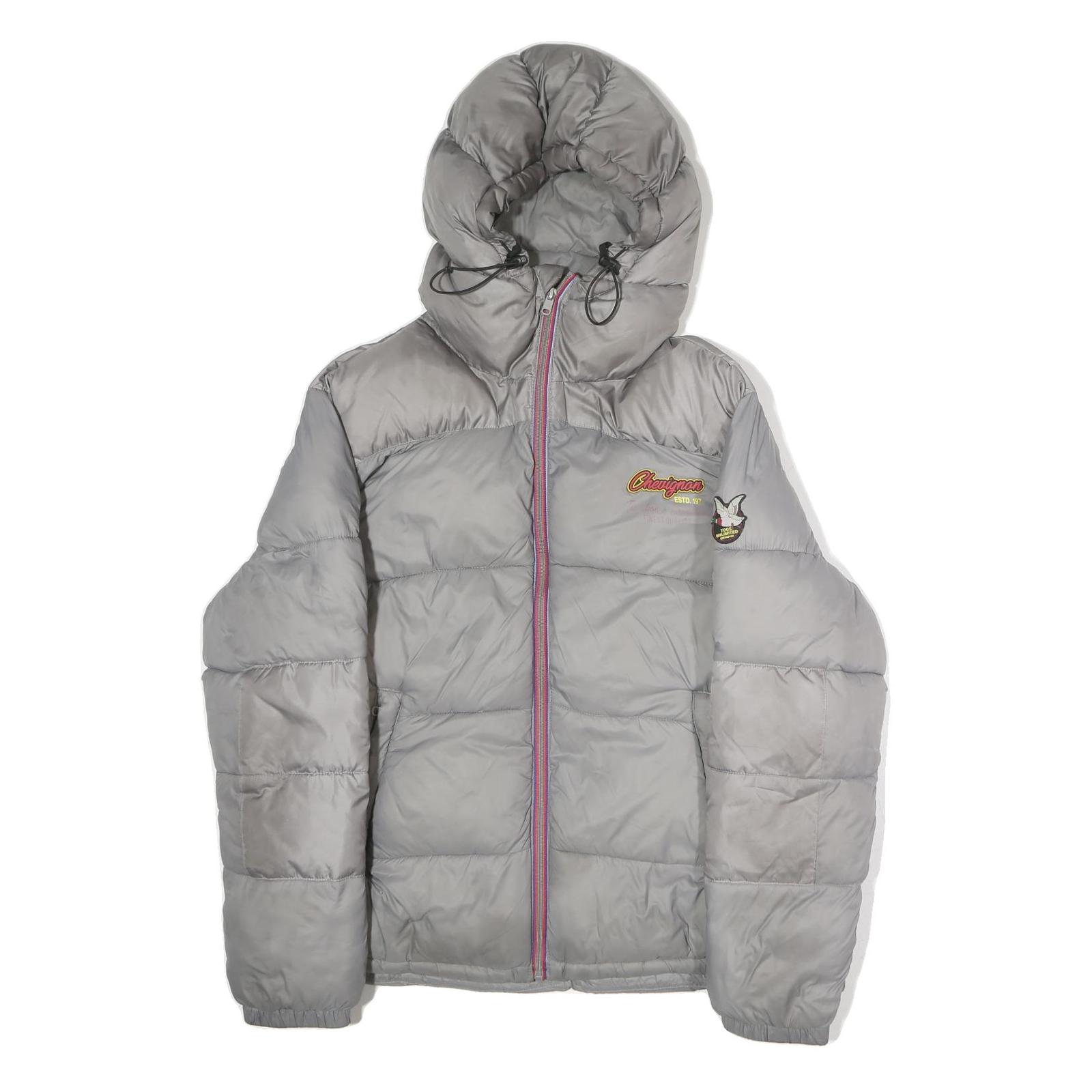 CHEVIGNON Mens Grey Jacket XL Polyester Zip Hooded Puffer Light Warm Outerwear - Picture 1 of 6