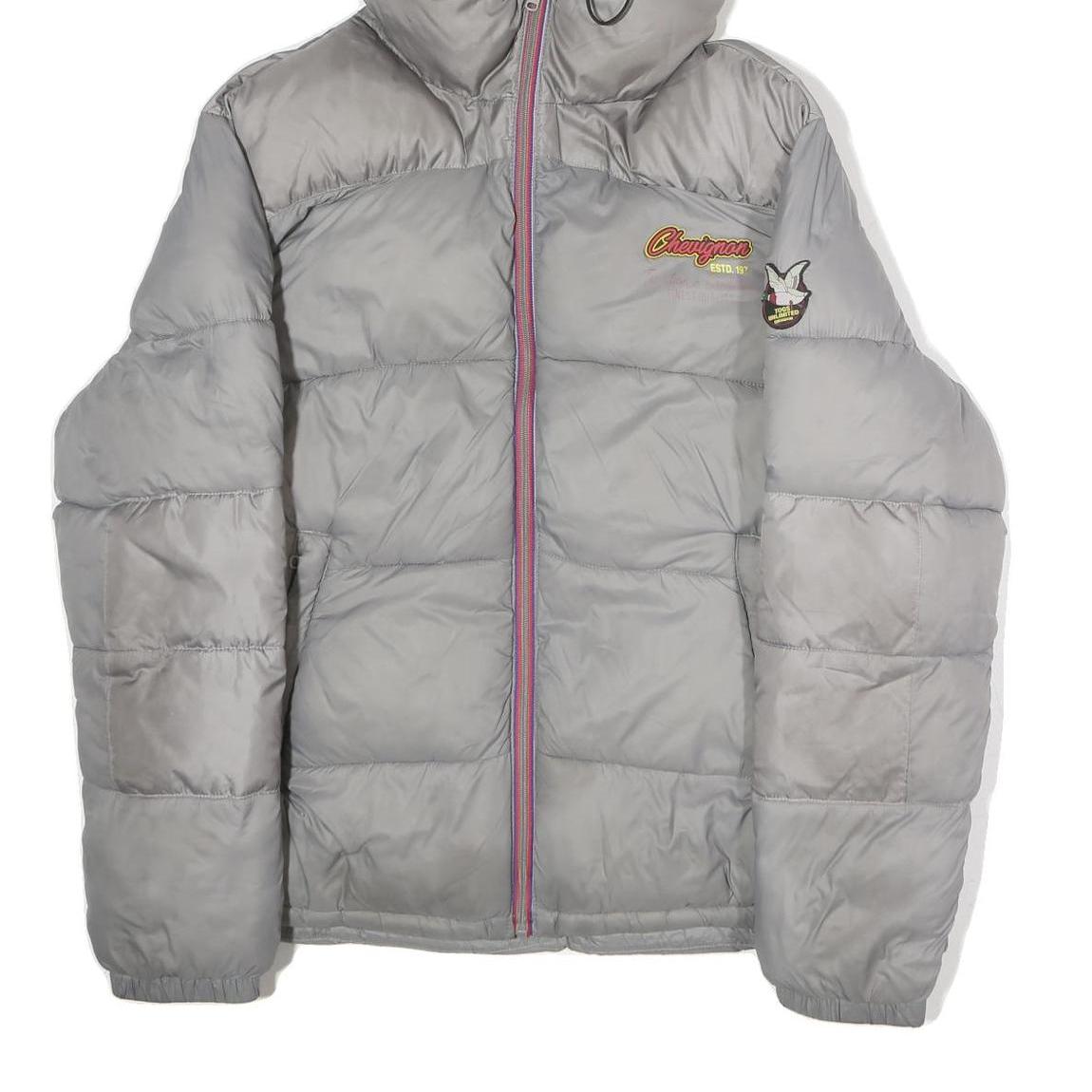 CHEVIGNON Mens Grey Jacket XL Polyester Zip Hooded Puffer Light Warm Outerwear - Picture 5 of 6