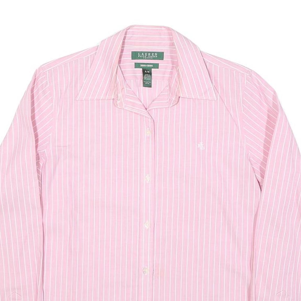LAUREN RALPH LAUREN Womens Pink & White Striped Shirt S Button Down Cotton Blend - Picture 2 of 6