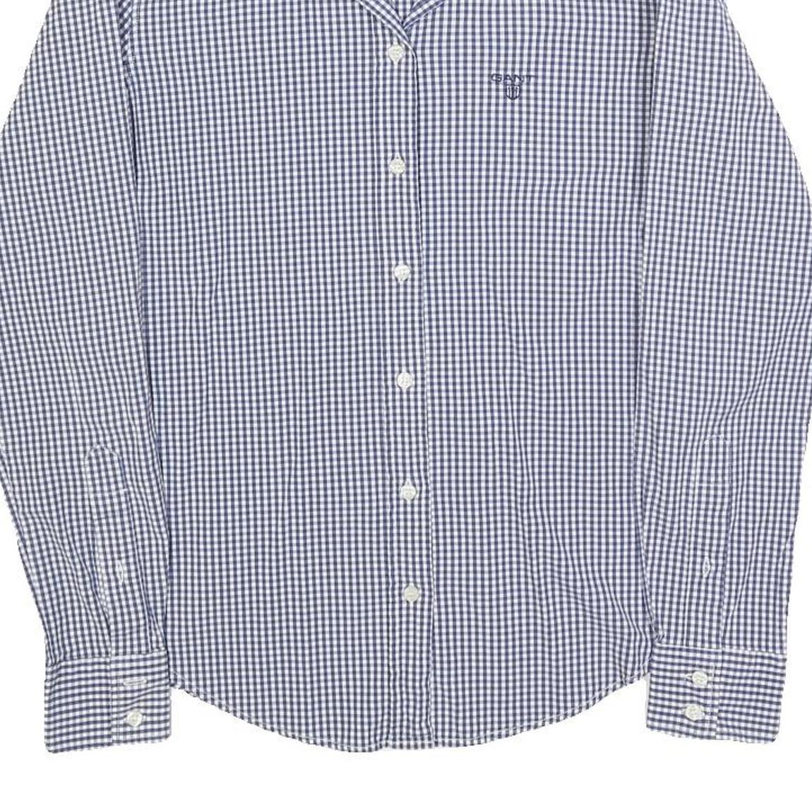 GANT Womens Blue & White Check Shirt UK 10 Cotton Blend Classic Button Down - Picture 5 of 6