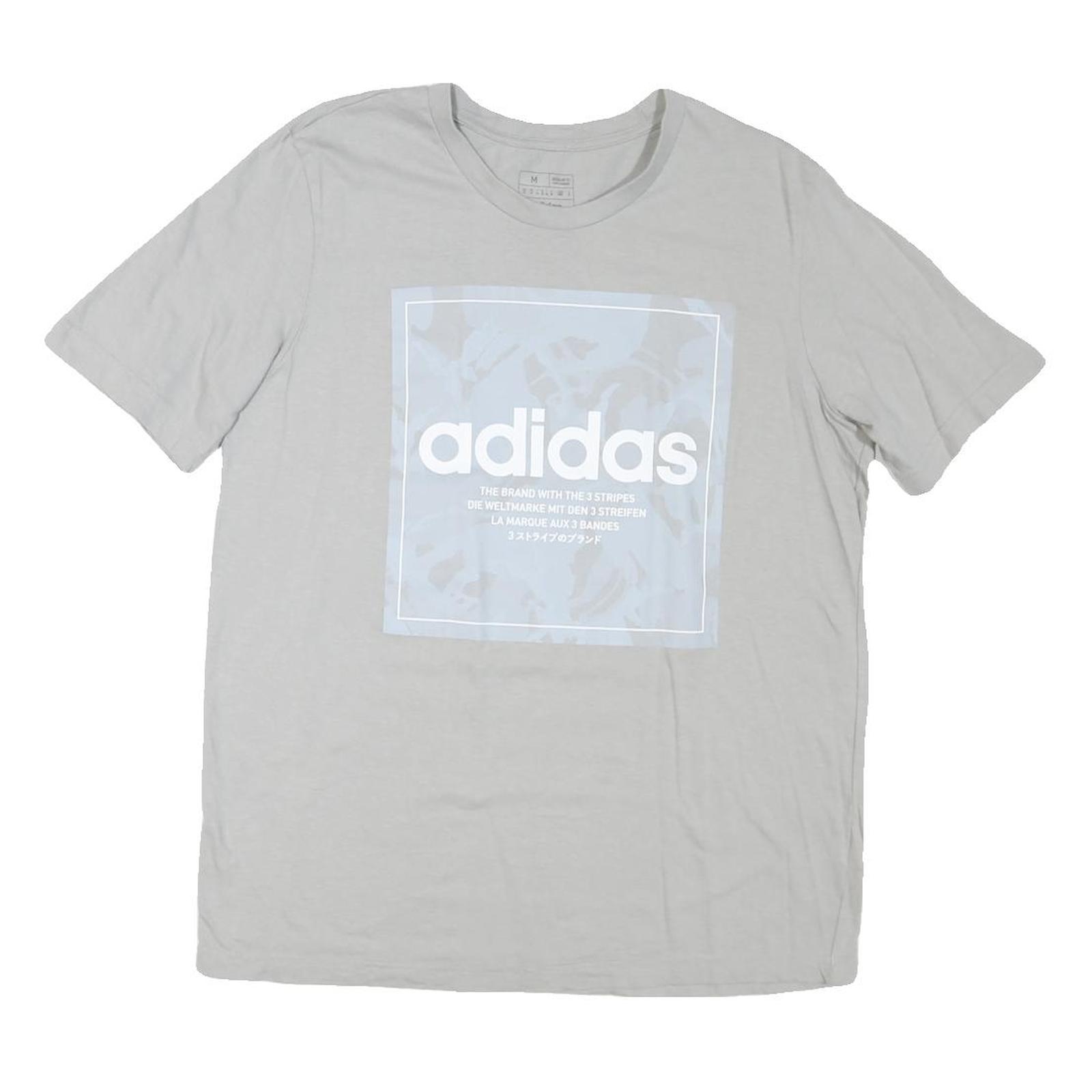 ADIDAS Mens Grey Graphic T-Shirt M Short Sleeve Crew Neck Brand Logo Cotton - Picture 1 of 6