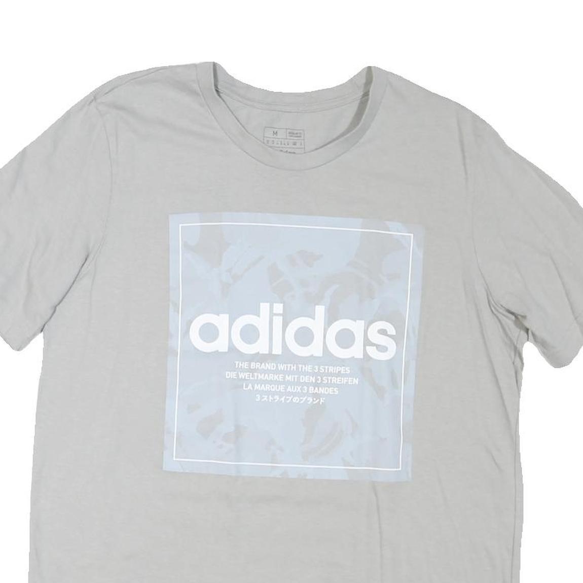 ADIDAS Mens Grey Graphic T-Shirt M Short Sleeve Crew Neck Brand Logo Cotton - Picture 2 of 6