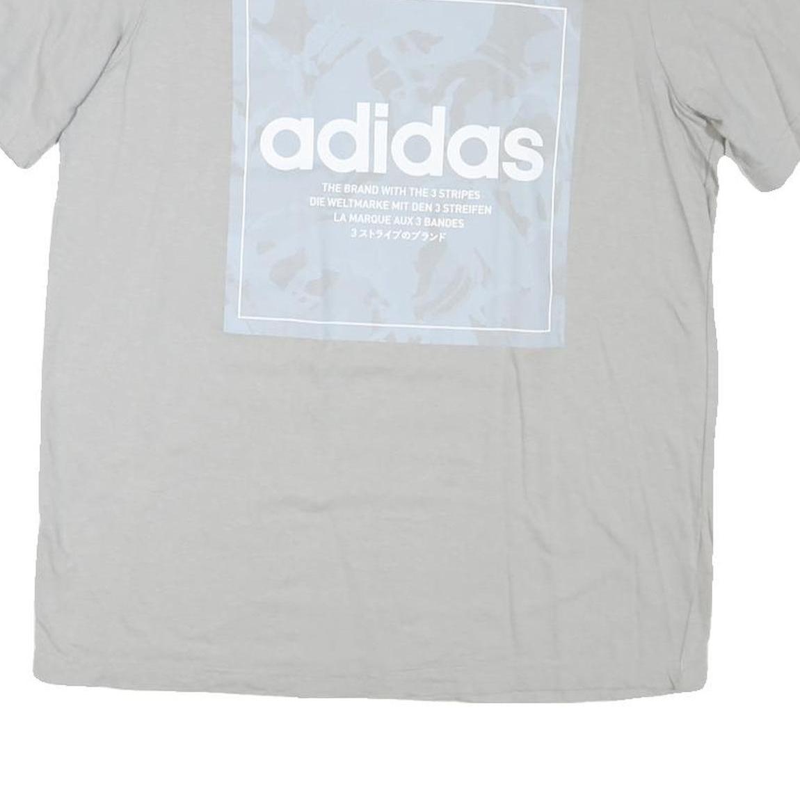 ADIDAS Mens Grey Graphic T-Shirt M Short Sleeve Crew Neck Brand Logo Cotton - Picture 5 of 6