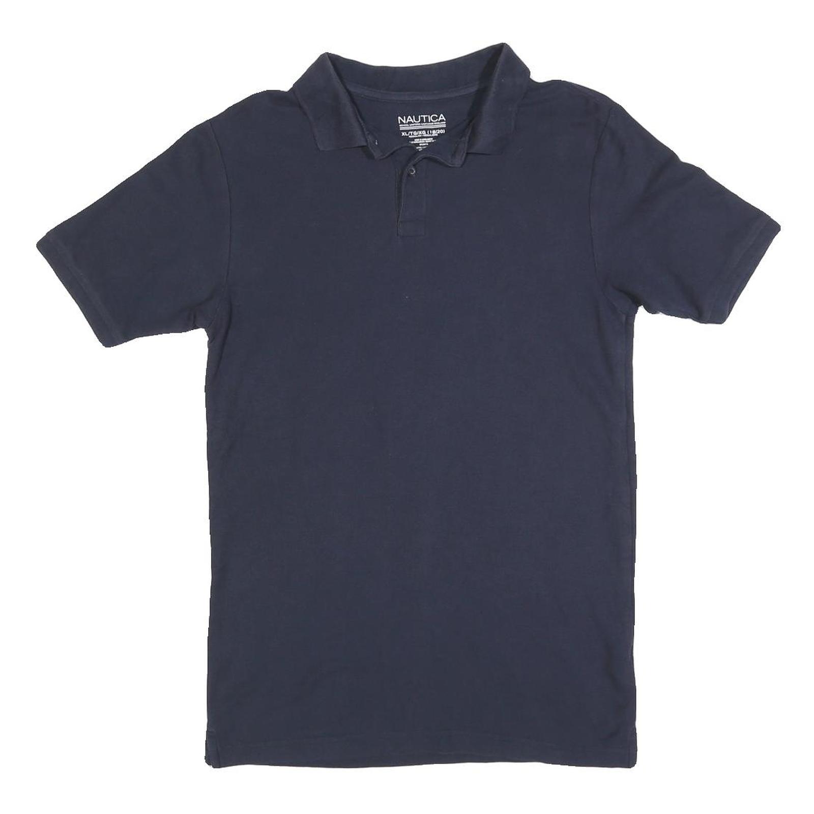 NAUTICA Boys Blue Short Sleeve Plain Polo Shirt XL Cotton Blend Classic Fit - Picture 1 of 6