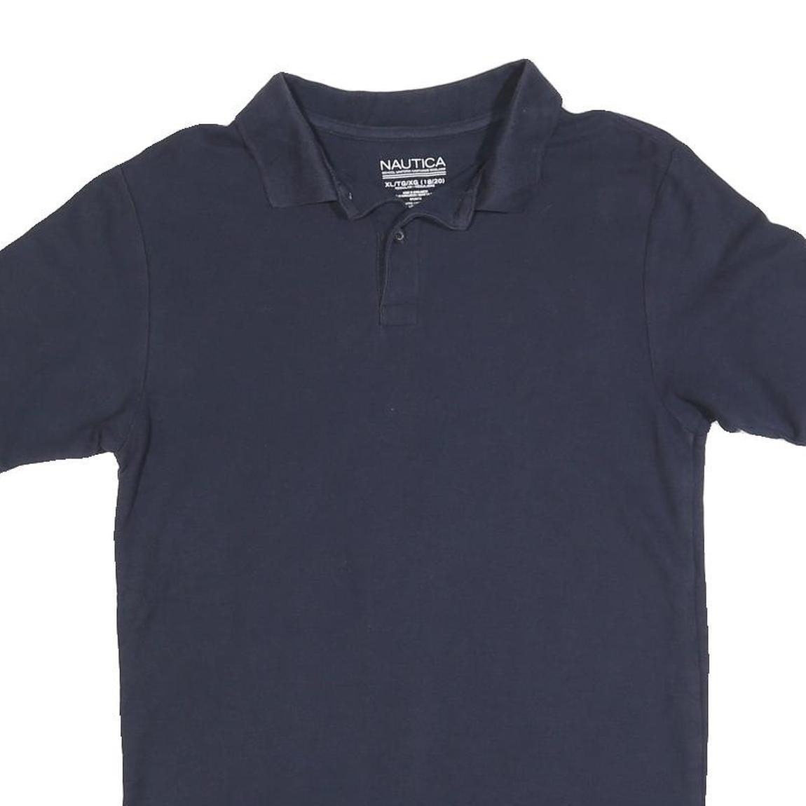 NAUTICA Boys Blue Short Sleeve Plain Polo Shirt XL Cotton Blend Classic Fit - Picture 2 of 6