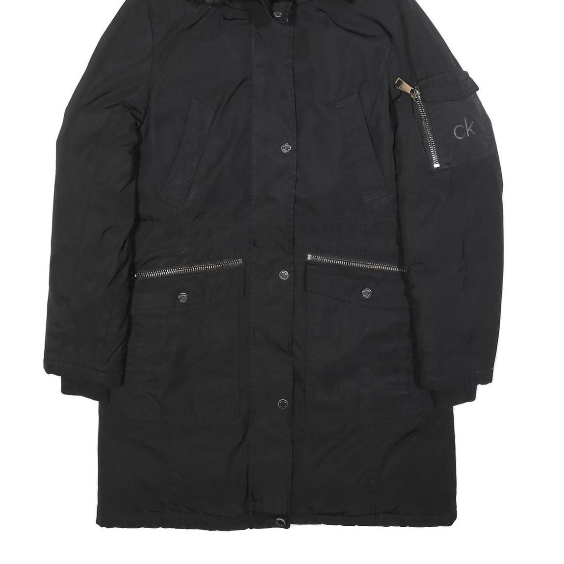 CALVIN KLEIN Womens Black Polyester Parka Jacket S Zip Hooded Casual Warm - Picture 5 of 6