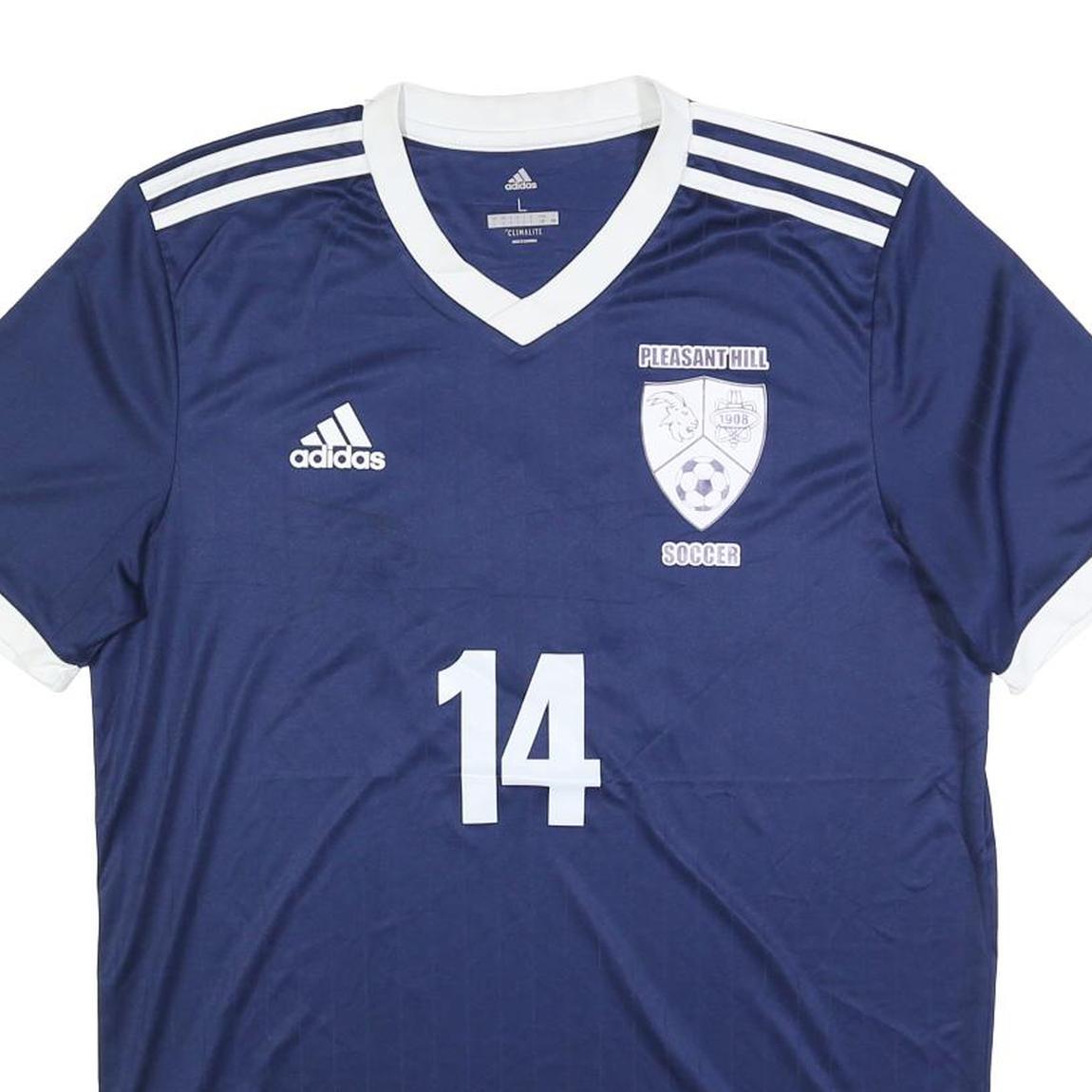 ADIDAS Mens Blue & White Pleasant Hill Soccer Graphic T-Shirt L Short Sleeve - Picture 2 of 6